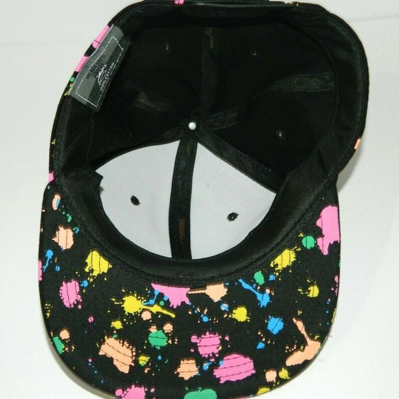 Headlines Black Snapback Hat Paint Splatter Drips - Picture 7 of 7